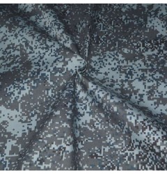 Ткань костюмная Твил рисунок "Пиксель" серо-голубой 