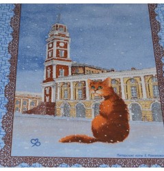 Рогожка "Питерские коты" полотенечная (купон)